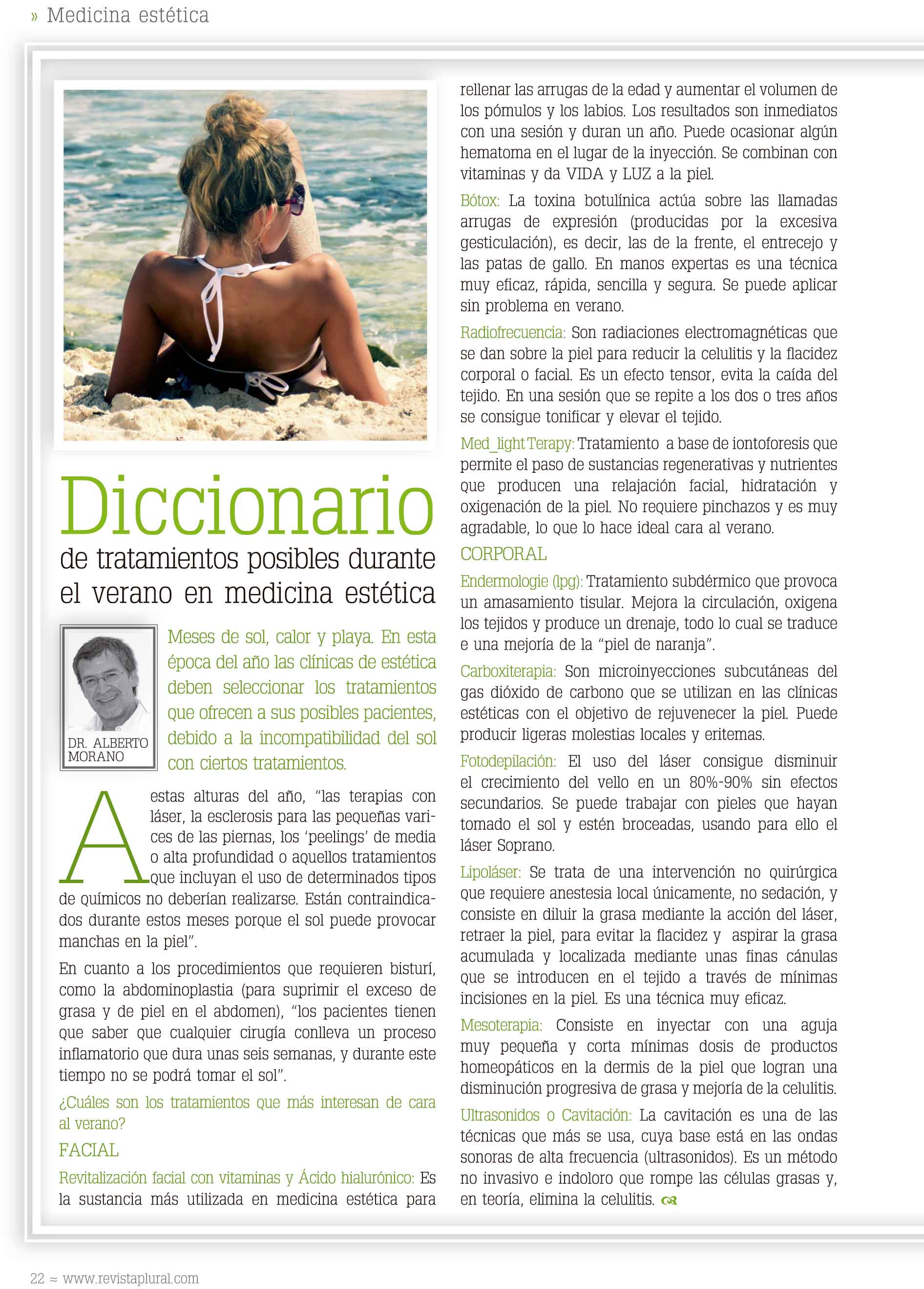 Diccionario de tratamientos posibles durante el verano en medicina est�tica